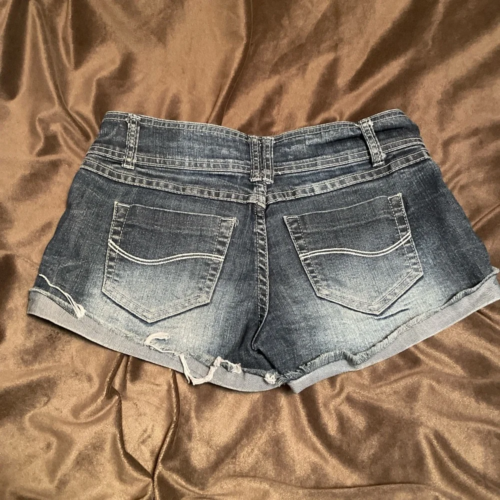 Distressed Denim Blue Shorts